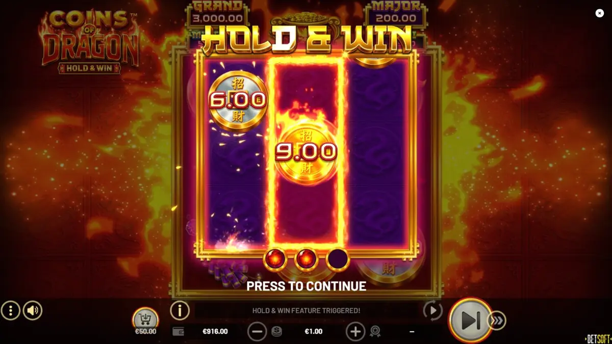 Tampilan visual slot Coins of Dragon dengan tema naga oriental yang megah